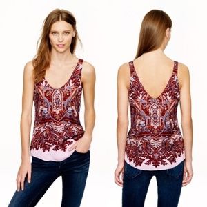 J. Crew Silk Cate Cami In Iced Lilac Paisley NWOT